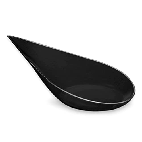 50 enot - Tear Finger Food Catering Spoon, 10,1 x 5 cm črne barve iz plastike, ki jo je mogoče reciklirati - Posebni catering, dogodki, tapasi, degustacije, tovornjaki s hrano in zabave
